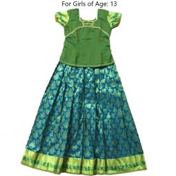 South Indian Lehenga Girls skirt BLUE & Green- 36"